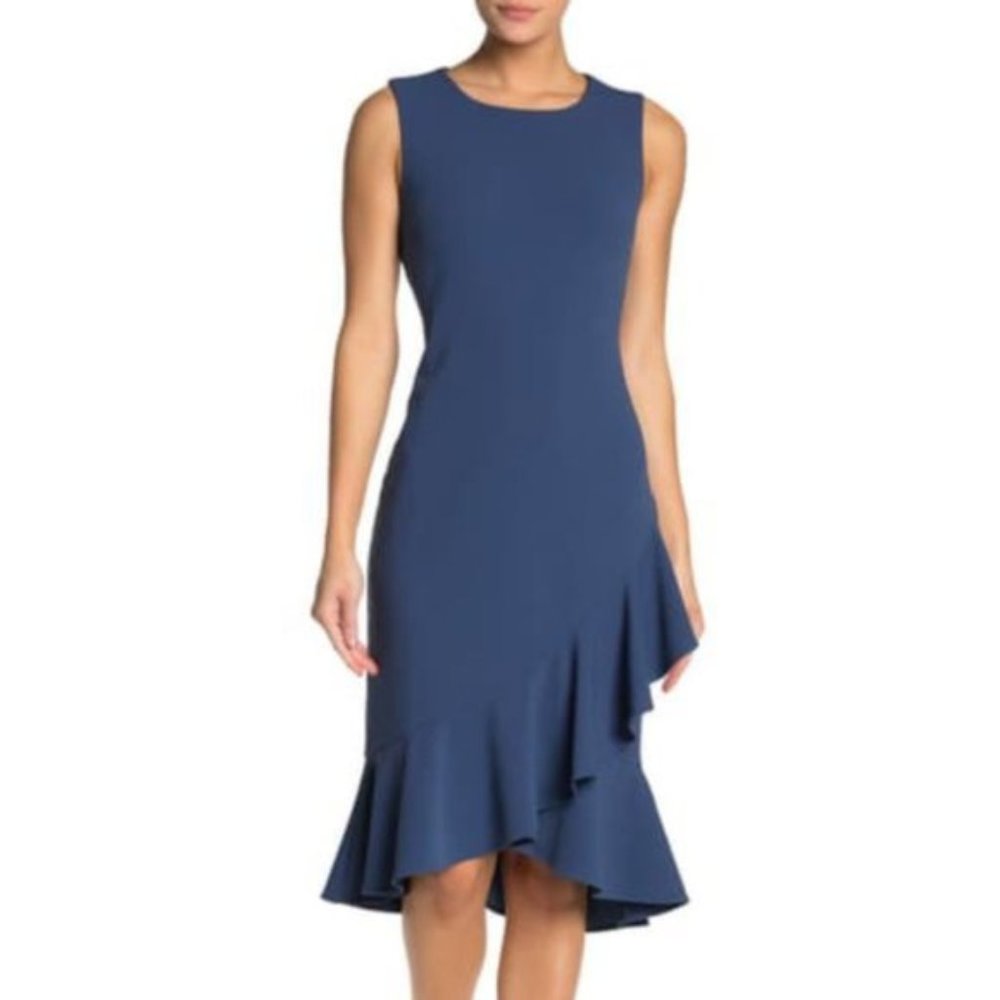 NWT Nina Leonard Ruffle Hem Midi Dress s: L, XL